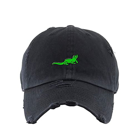 Iguana Vintage Baseball Cap Embroidered Cotton Adjustable Distressed Dad Hat