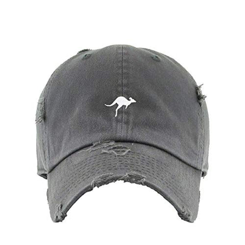 Kangaroo Vintage Baseball Cap Embroidered Cotton Adjustable Distressed Dad Hat