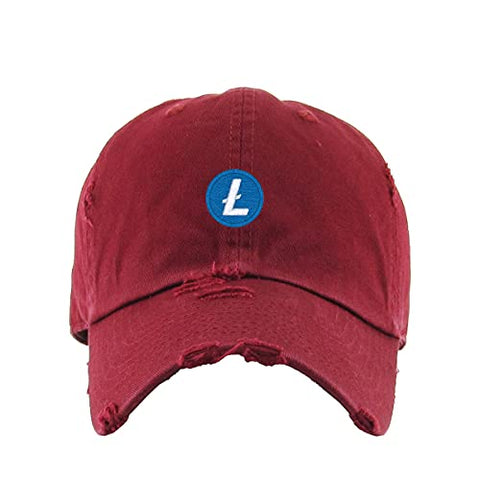 Litecoin Vintage Baseball Cap Embroidered Cotton Adjustable Distressed Dad Hat