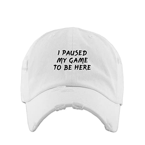 I Paused My Game to Be Here Vintage Baseball Cap Embroidered Cotton Adjustable Distressed Dad Hat