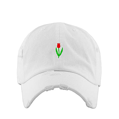 Tulip Flower Vintage Baseball Cap Embroidered Cotton Adjustable Distressed Dad Hat