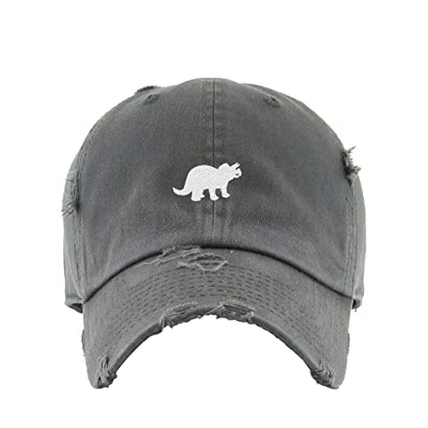 Triceratops Dinosaur Vintage Baseball Cap Embroidered Cotton Adjustable Distressed Dad Hat