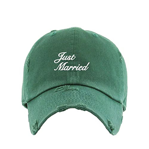 Just Married Vintage Baseball Cap Embroidered Cotton Adjustable Distressed Dad Hat