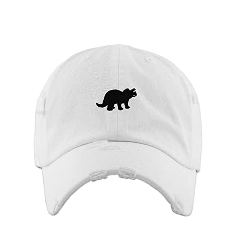 Triceratops Dinosaur Vintage Baseball Cap Embroidered Cotton Adjustable Distressed Dad Hat