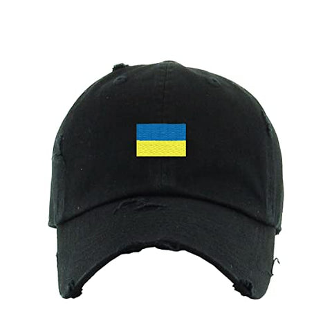 Ukraine Flag Vintage Baseball Cap Embroidered Cotton Adjustable Distressed Dad Hat