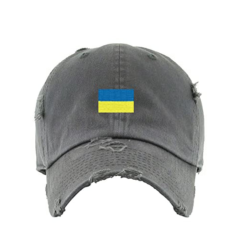 Ukraine Flag Vintage Baseball Cap Embroidered Cotton Adjustable Distressed Dad Hat