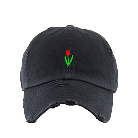 Tulip Flower Vintage Baseball Cap Embroidered Cotton Adjustable Distressed Dad Hat