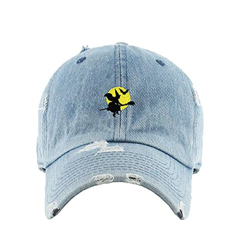 Halloween Witch Vintage Baseball Cap Embroidered Cotton Adjustable Distressed Dad Hat