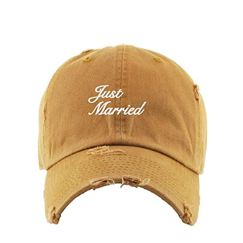 Just Married Vintage Baseball Cap Embroidered Cotton Adjustable Distressed Dad Hat