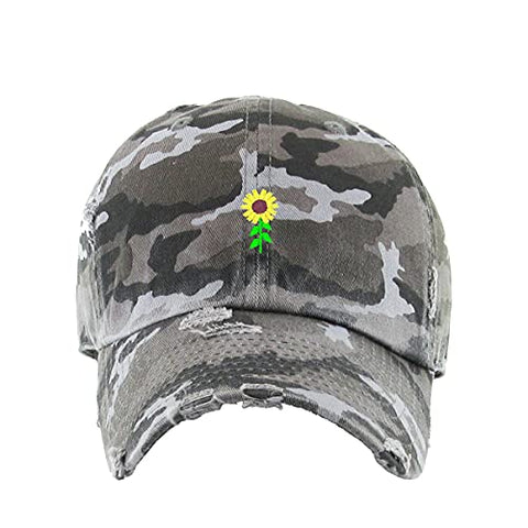 Sunflower Vintage Baseball Cap Embroidered Cotton Adjustable Distressed Dad Hat