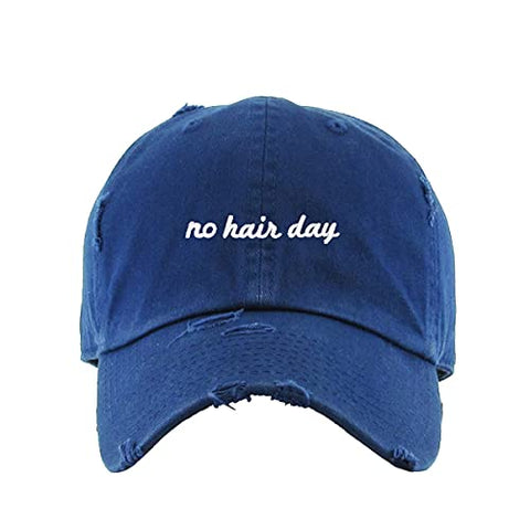 No Hair Day Vintage Baseball Cap Embroidered Cotton Adjustable Distressed Dad Hat