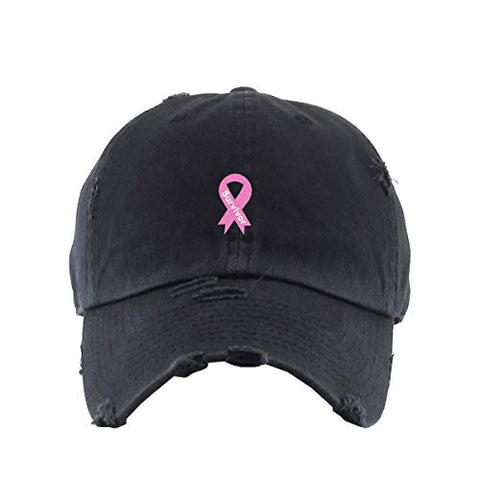 Survivor Pink Ribbon Vintage Baseball Cap Embroidered Cotton Adjustable Distressed Dad Hat