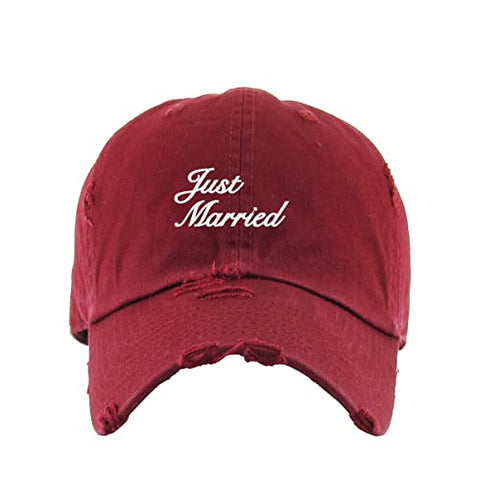 Just Married Vintage Baseball Cap Embroidered Cotton Adjustable Distressed Dad Hat