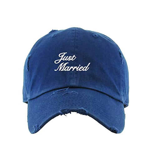 Just Married Vintage Baseball Cap Embroidered Cotton Adjustable Distressed Dad Hat