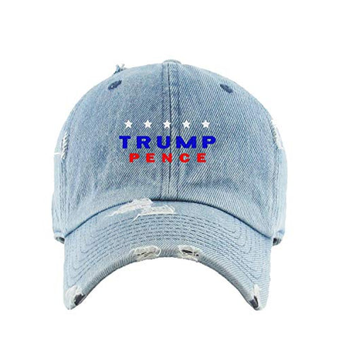 Trump Pence Vintage Baseball Cap Embroidered Cotton Adjustable Distressed Dad Hat