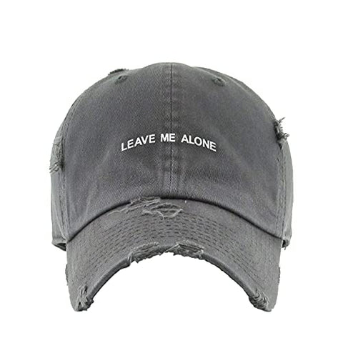 Leave Me Alone Vintage Baseball Cap Embroidered Cotton Adjustable Distressed Dad Hat