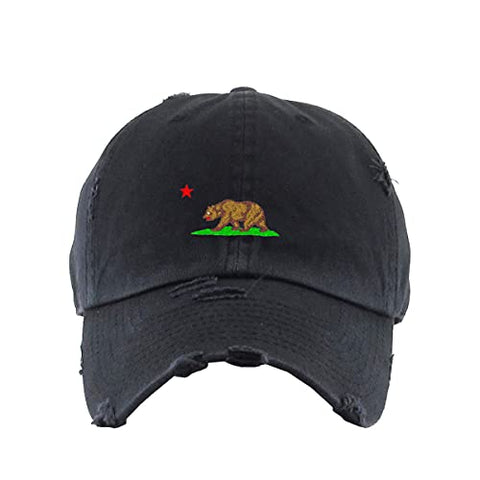 California Bear Vintage Baseball Cap Embroidered Cotton Adjustable Distressed Dad Hat