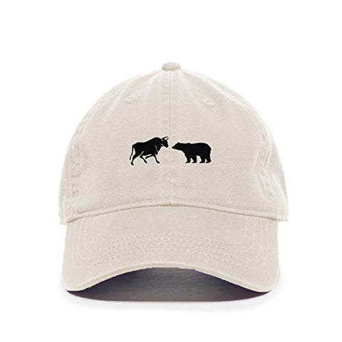 Bull and Bear Market Baseball Cap Embroidered Cotton Adjustable Dad Hat