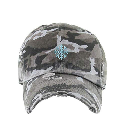 Snowflake Vintage Baseball Cap Embroidered Cotton Adjustable Distressed Dad Hat