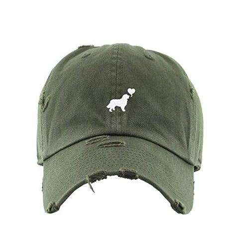 Dog with Heart Vintage Baseball Cap Embroidered Cotton Adjustable Distressed Dad Hat