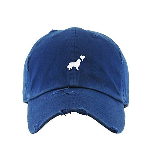 Dog with Heart Vintage Baseball Cap Embroidered Cotton Adjustable Distressed Dad Hat