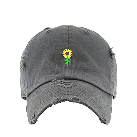 Sunflower Vintage Baseball Cap Embroidered Cotton Adjustable Distressed Dad Hat