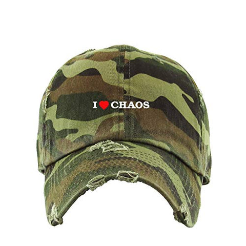 I Love Chaos Vintage Baseball Cap Embroidered Cotton Adjustable Distressed Dad Hat