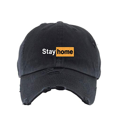 Stay Home Vintage Baseball Cap Embroidered Cotton Adjustable Distressed Dad Hat