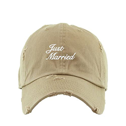 Just Married Vintage Baseball Cap Embroidered Cotton Adjustable Distressed Dad Hat