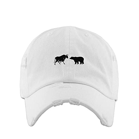 Bull and Bear Market Vintage Baseball Cap Embroidered Cotton Adjustable Distressed Dad Hat