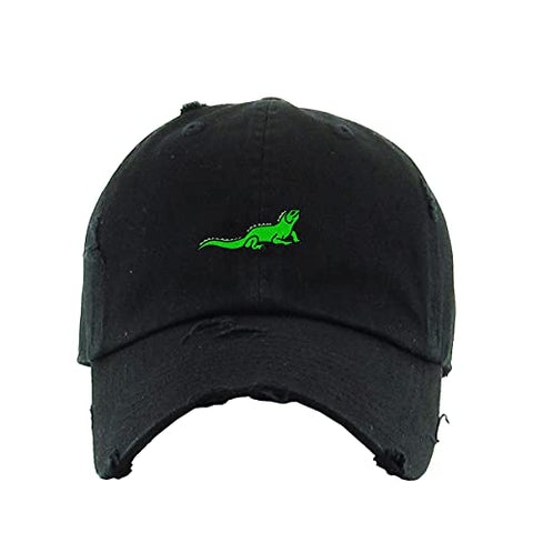 Iguana Vintage Baseball Cap Embroidered Cotton Adjustable Distressed Dad Hat